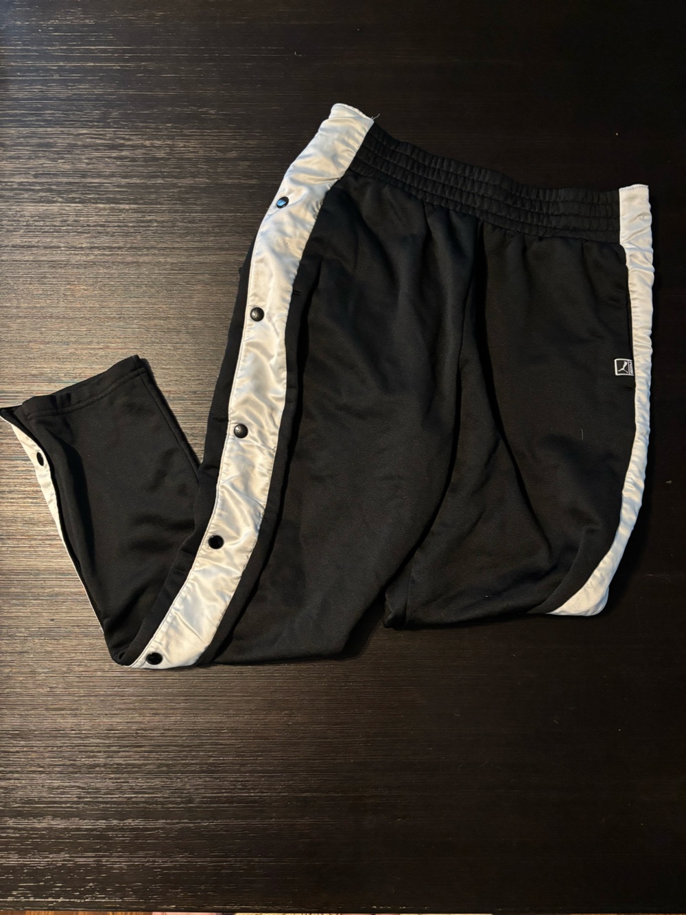 PUMA Mens Track Pants Large Snap Button Side Tear Away Athletic Pants Black
